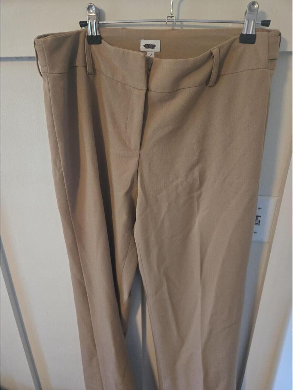 Caché Vintage Khaki Tan Wide Leg Dress Trousers Size 12